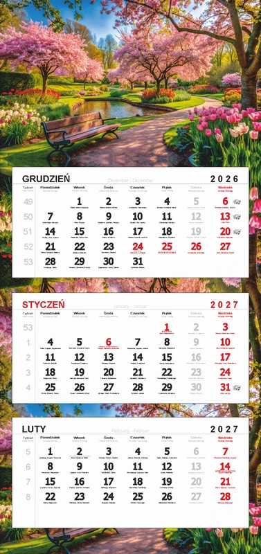 Kalendarz trójdzielny główka bez wypukłości KTR2 63508 DARRIEUS